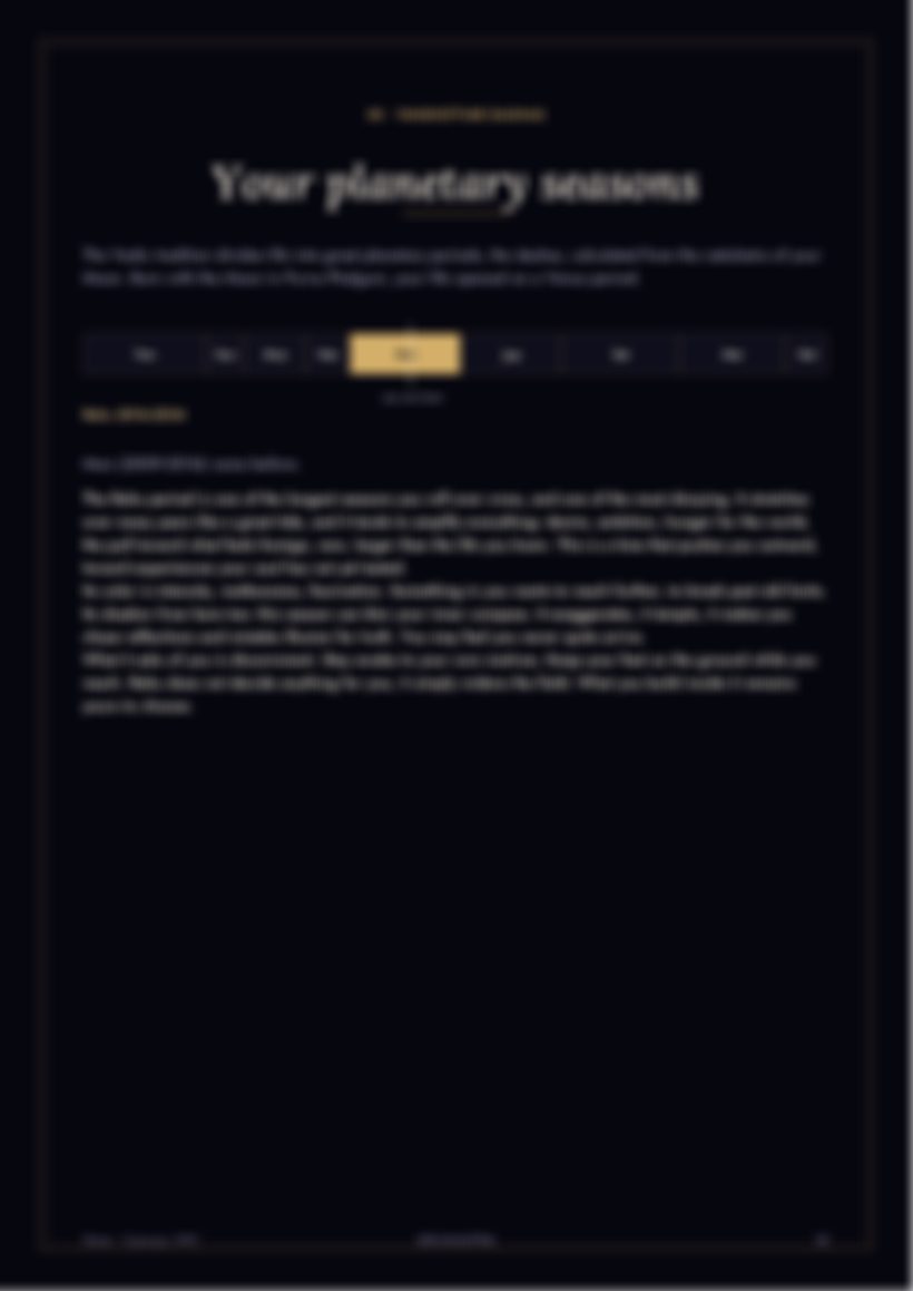 Page of the complete birth chart (preview)